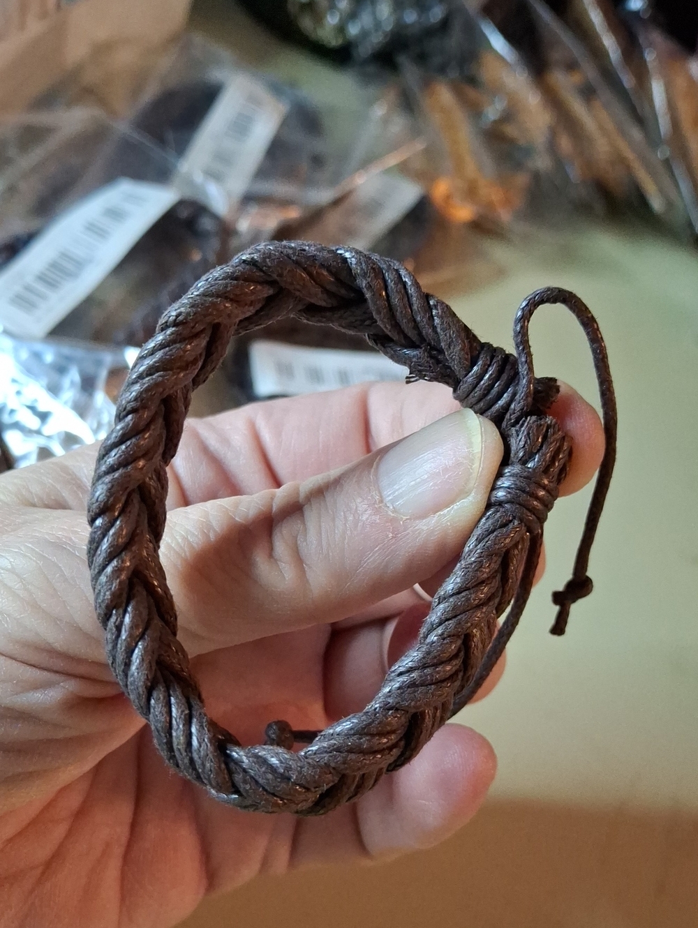 Braided Pleather Bracelet - Dark Brown
